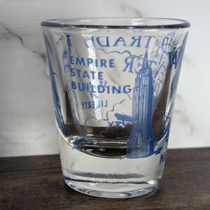 New York VTG Shot Glass - Empire State, Statue of Liberty, World Trade Center